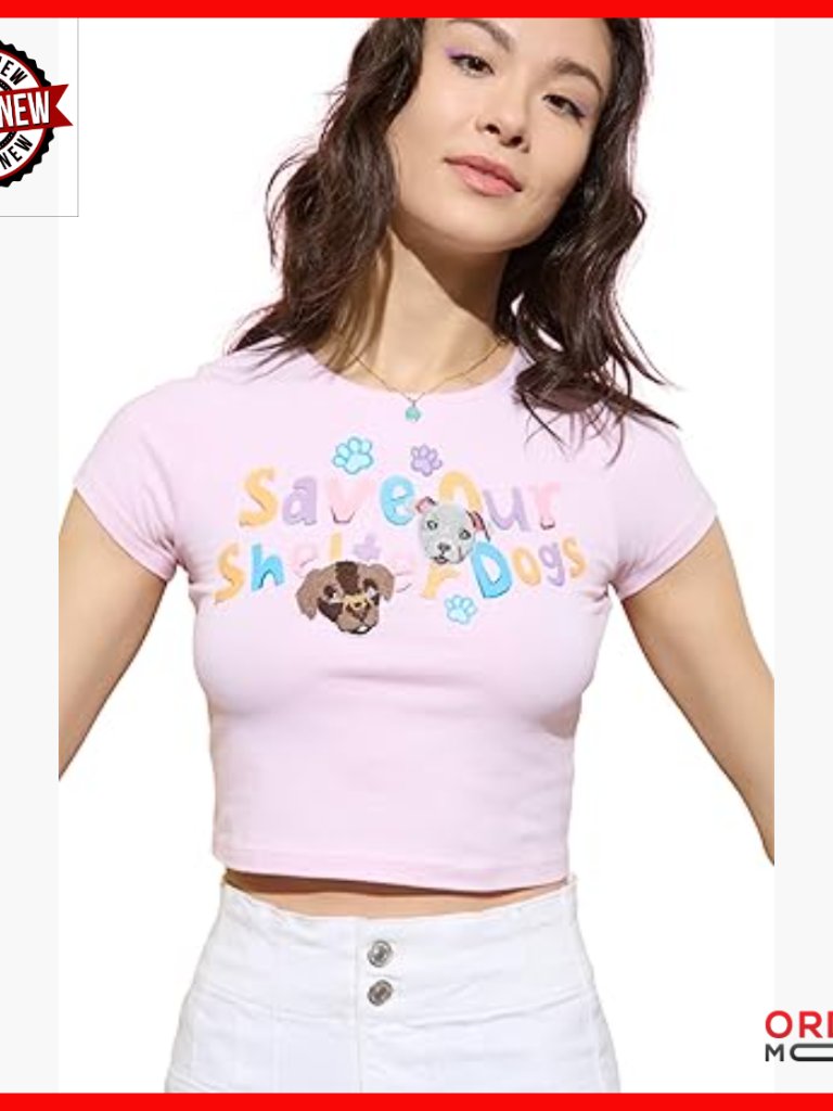 Organic Cotton Crop Top With Graphic Chenille Patch Detail